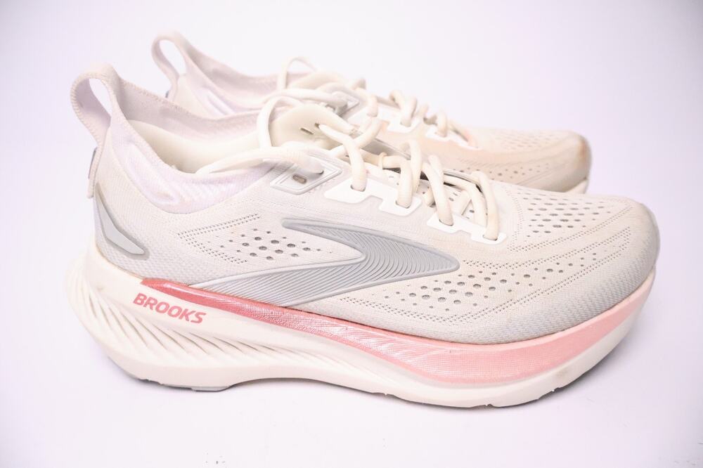 Brooks Glycerin 23 Womens Sz 7.5 White Gray Athletic Running Shoes Sneakers #193